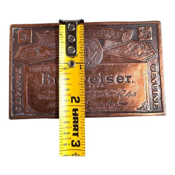 Vintage Budweiser Anheuser-Busch Bronze Copper Belt Buckle Logo Collectible - Picture 5 of 5